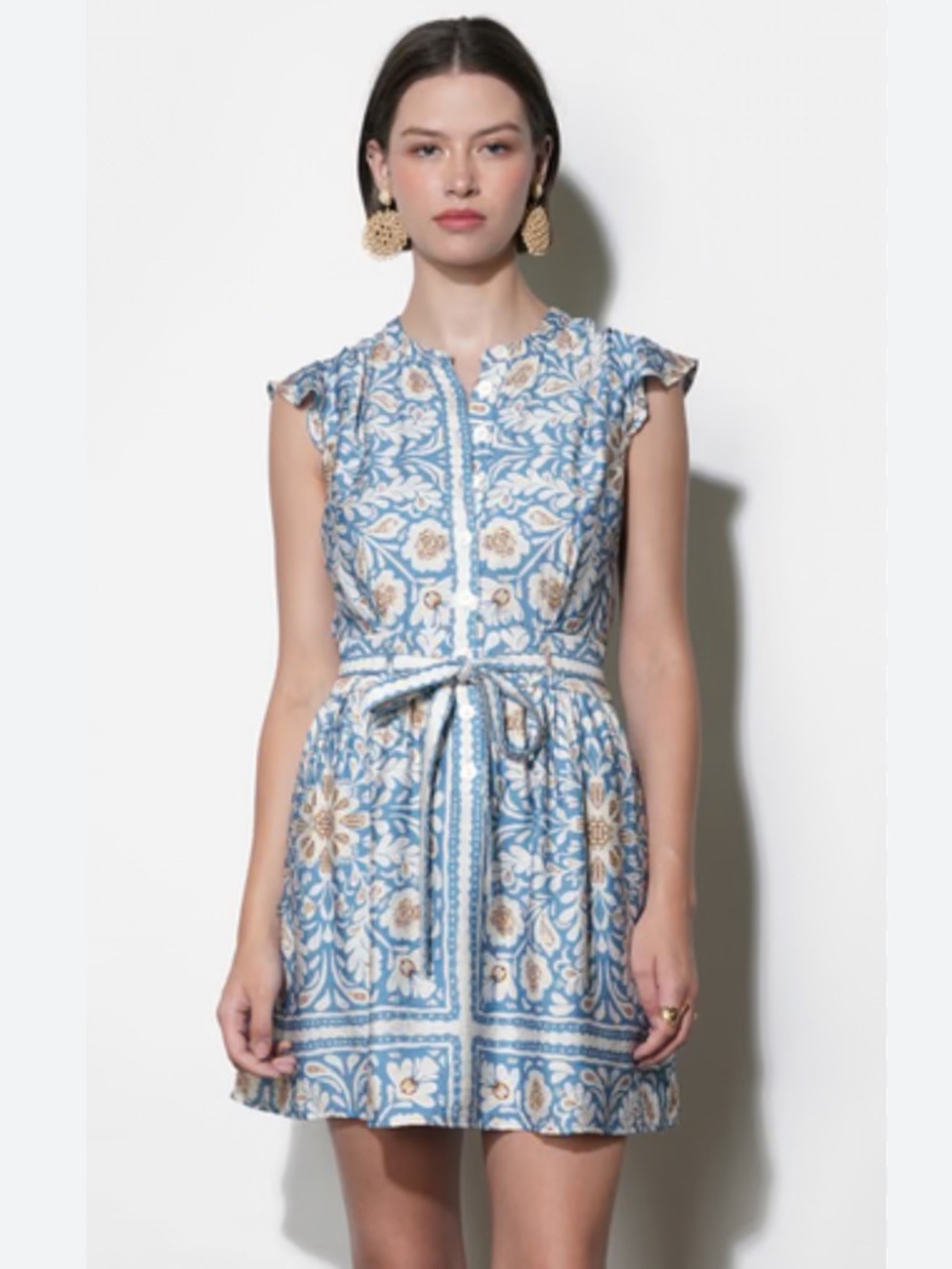 NWT Greylin Women’s Bailey Flutter Sleeve Belted Mini Dress Small S